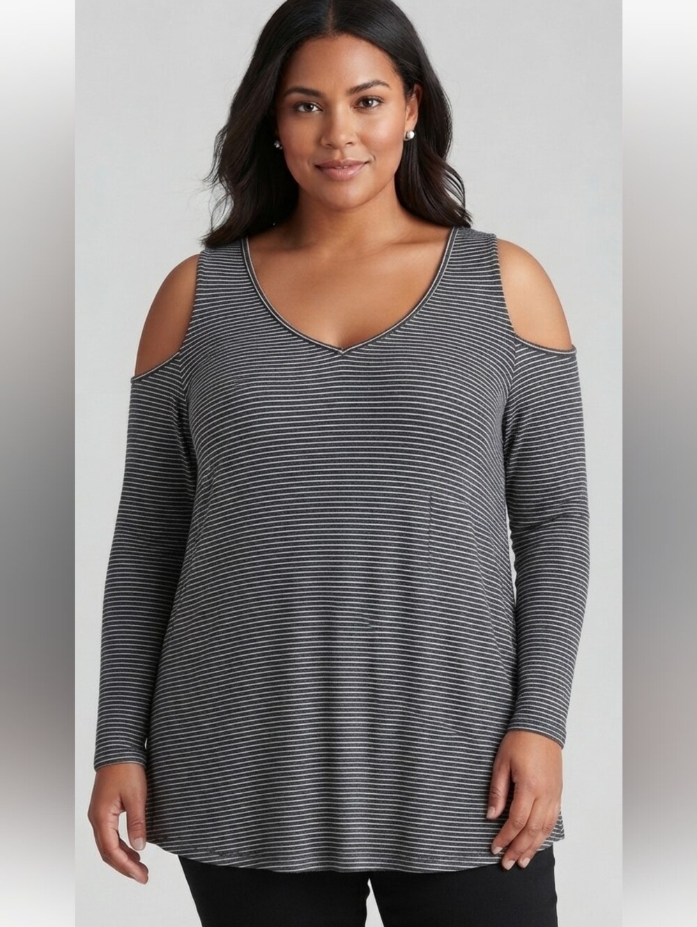 Love & Legend Cold-Shoulder Striped Tunic Top - Plus Size 3X